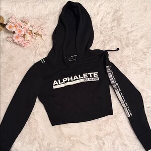 Alphalete Black Graphic Cropped Hoodie